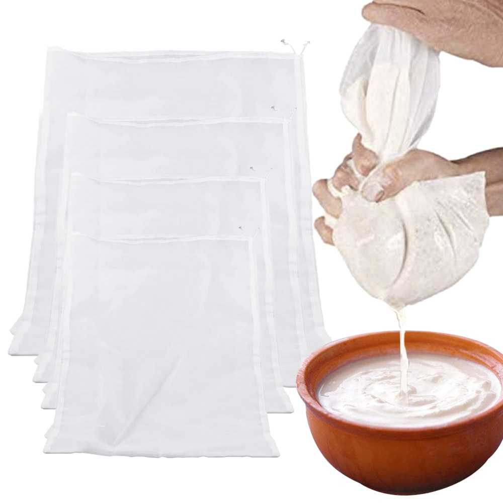 Filet de filtre réutilisable, 4 tailles, pour café, noix, lait, thé, fruits, jus, vin, souche, sac de filtre liquide d'herbe, accessoires de cuisine