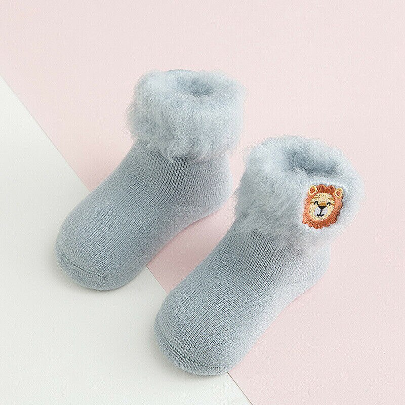 Girls Boys Children Princess Animal Print Socks Cute Kids Toddlers Warm Socks 6 Colors For Winter: Blue / 1 to 3T