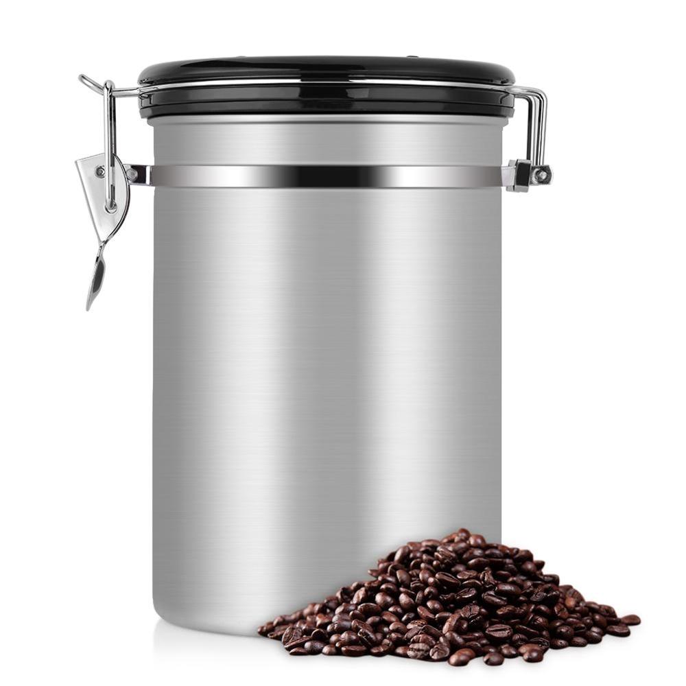 Kaffebeholder stor lufttæt rustfrit stål kaffe te sorteringsbeholder sort køkken sotrage dåser dåse til kaffe te: Hvid