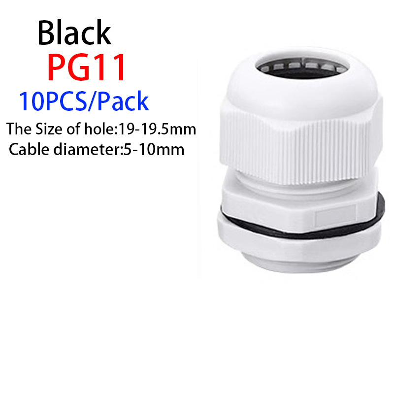 Pressacavo impermeabile 10 pezzi Ingresso cavo IP68 PG7 per 3-6.5mm PG9 PG11 PG13.5 PG16 PG19/21/Connettore in plastica nylon bianco nero: verde