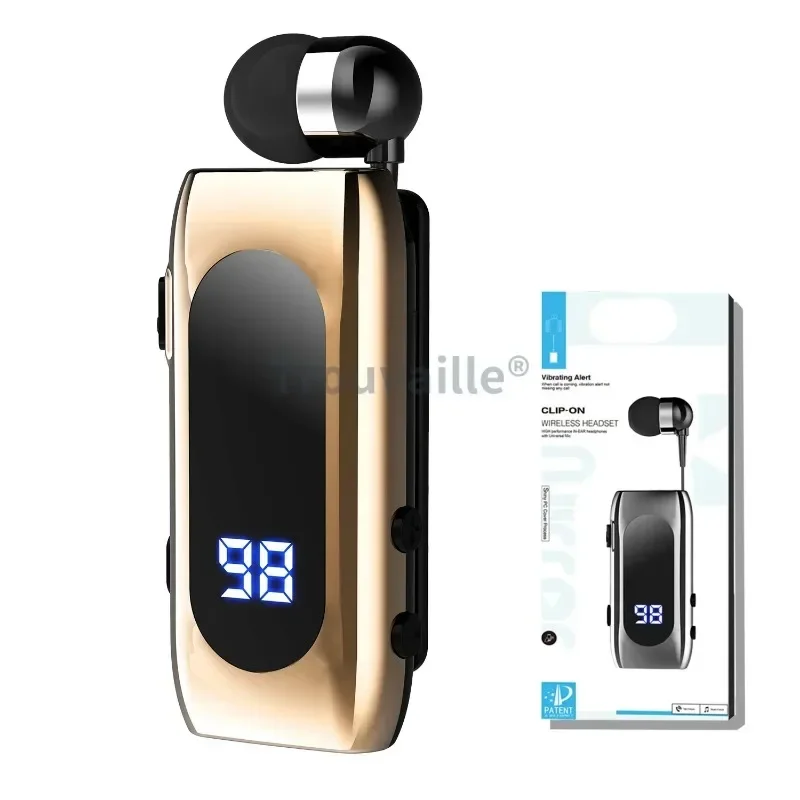 K55 Lavalier Wireless Earphone Bluetooth 5.0 Earphone In Lotus Bussiness Headphone Headset Fast Charge Vibration Power Display: WHITE