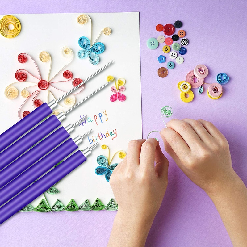 16 pezzi di Carta Strumenti di Intaglio Quilling Kit 7 Diverse Dimensioni Fatti A Mano di Rotolamento di Curling Ago Della Penna Quilling