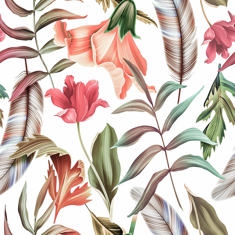 100% Polyester Fabric Custom Printed Cloth for dress Floral Plant Print Thin Stretch DIY Clothing Patchwork