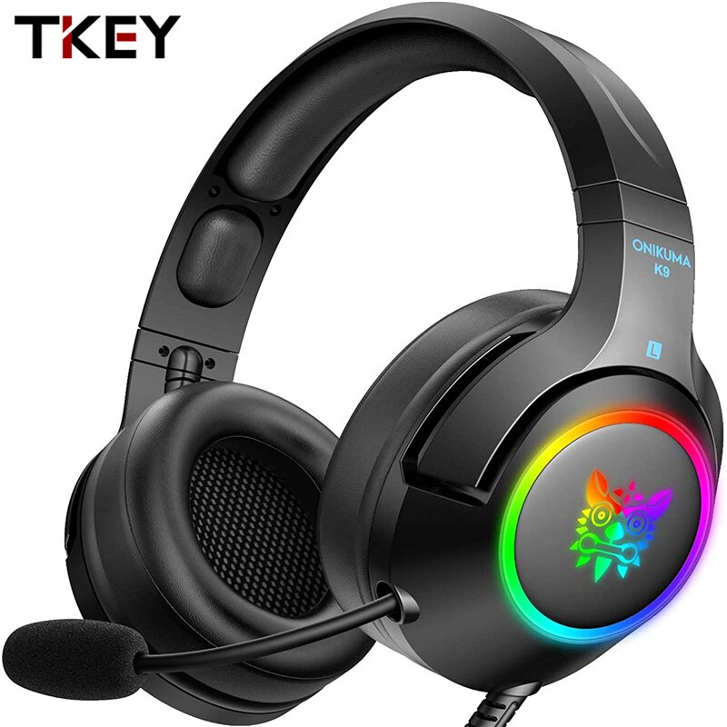 Tkey Onikuma K9 Hoofd Gemonteerde Wired Ruisonderdrukkende Headset Voor Laptop Gaming Hoofdtelefoon Met Microfoon &amp; Surround Sound &amp; rgb Licht