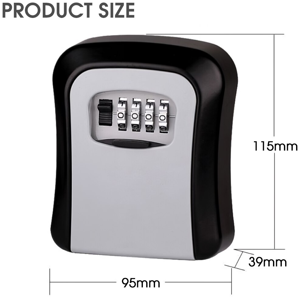 TRAVOR Wall Mounted Password Box Aluminum Alloy Key Code Lock Box Outdoor Weatherproof Combination Digit Keys Storage Lock Box