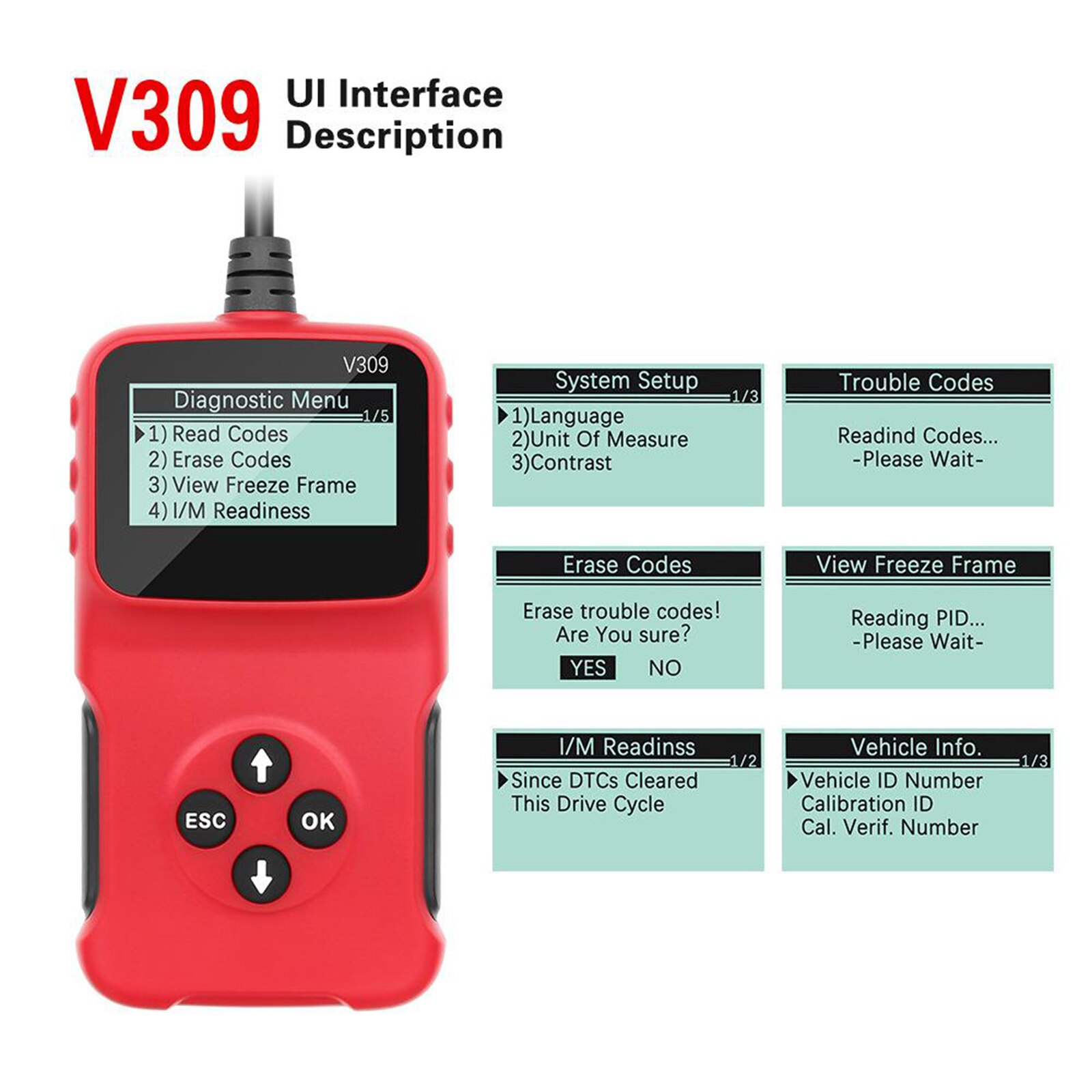 OBDII Scanner Code Reader Scan Reset Tool Engine Fault Diagnostic Tool