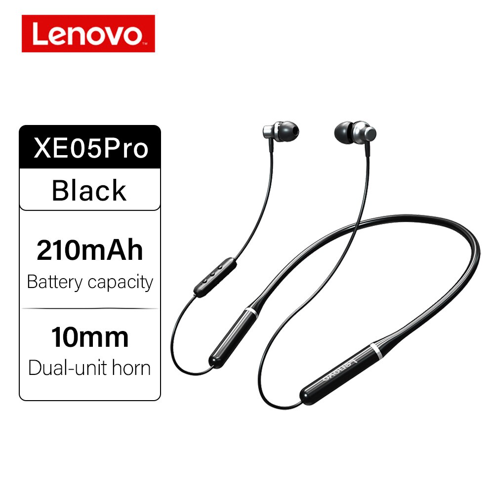 Original lenovo hx106 xe05 pro bluetooth fone de ouvido hd chamada sem fio bluetooth 5.0 fone com microfone redução ruído alta fidelidade estéreo: XE05 Pro Black