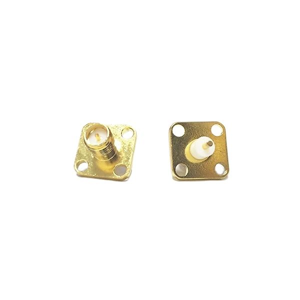 Conector conversor de modem coax 1 peça, novo embutido fêmea rf conector de flange com 4 buracos ponta de solda isolante reto longo 4mm banhada a ouro