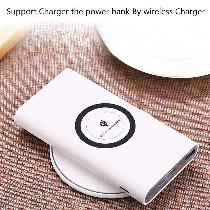 20000mAh Portable External Battery Power Bank Qi Wireless Charger PowerBank For iPhone X 8 Plus Samsung S10 S9 S8 Poverbank: White