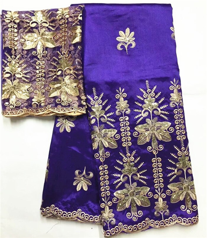 Wrapper George fabric nigerian lace fabrics silk fabric royal blue George Lace Fabric With Sequin tule lace