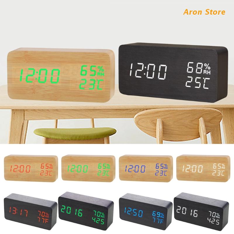 Multifunction Alarm Clock in Wood Digital Alarm Clock Prevent Being Late and Sleeping Home Decoration