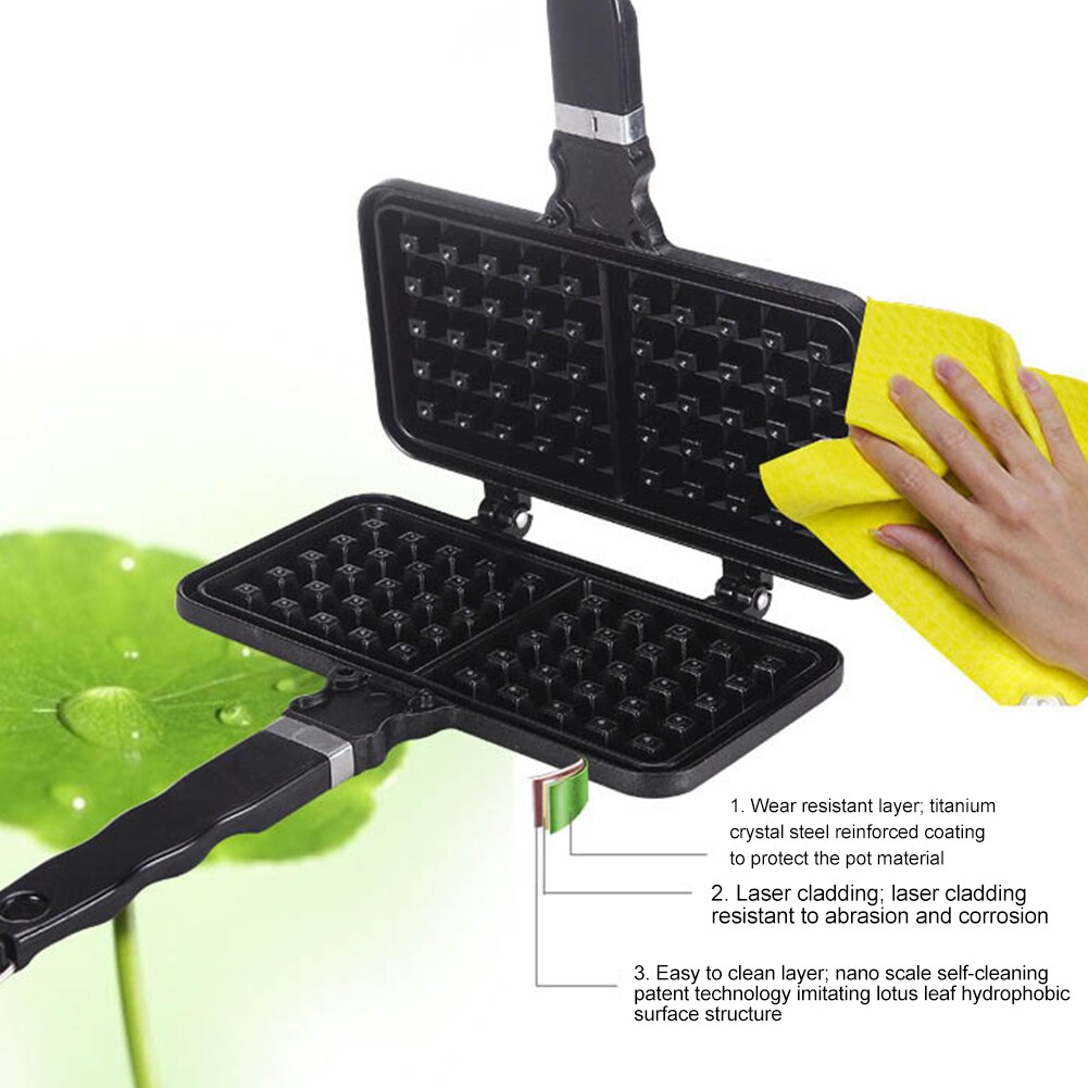 Non Stick Stove Top Waffle Iron Baking Pan Hanging Hole DIY Non Toxic Kitchen Making Tool With Hanging Hole