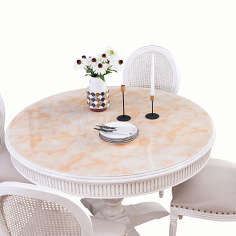 Dia 60cm Round PVC Waterproof Tablecloth Plastic Oilproof Table Cloth Soft No-wash Table Cloth For Home Kitchen Decor