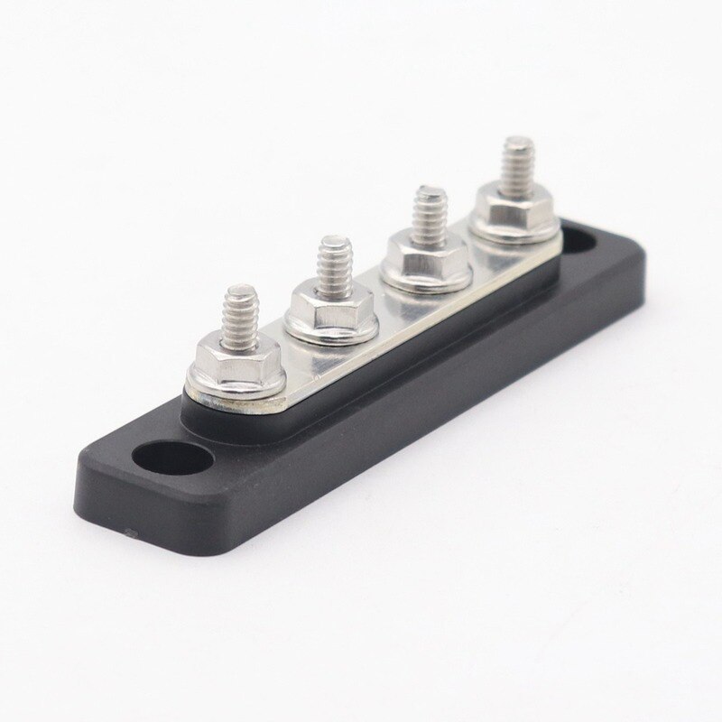 Terminal Bus Bar &amp; Cover Ground Distribution Block Kit High Current 4 Way Busbar 100A + Transparent Upper Cover for 12/24V Car