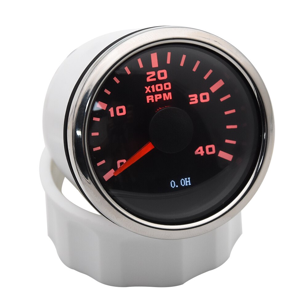 52mm Digital RPM Gauge Car Boat Tachometer Gauge Engine Hour Meter 0-4000RPM Marine Car Tacho Meter with LCD Red Backlight