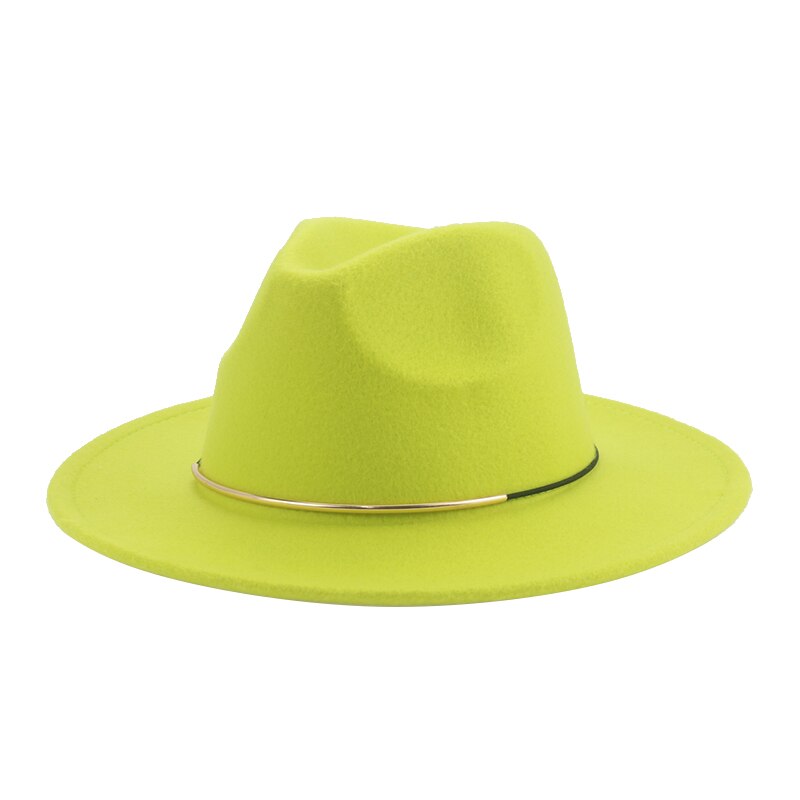 Sombreros de ala ancha Para hombre Y mujer, sombrero de Panamá, banda sólida, Formal, iglesia, boda, invierno,: fluorescent yellow