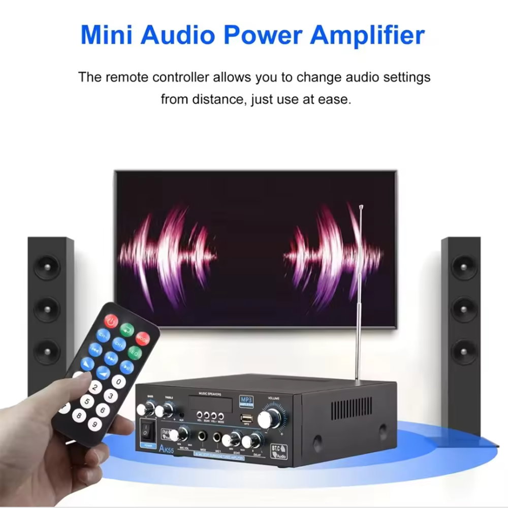 Wzmacniacz cyfrowy HiFi AK55 Kanał 2.0 Bluetooth Surround Sound Moc Maksymalna 90Wx2 Głośnik do Domu Samochodu BT 5.0 Audio AMP