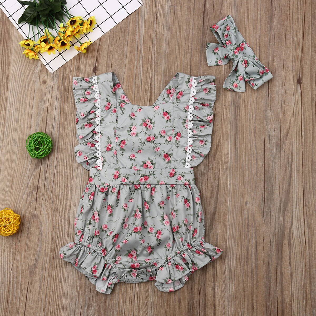Familie Passenden Outfits Kleine schwester und Große Schwester Passenden Blumen- Kleid und Strampler