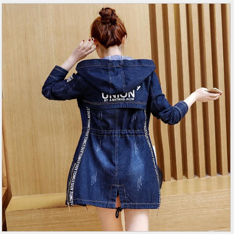 Chaqueta vaquera informal para mujer, abrigo cortavientos de manga larga con capucha, chaqueta de primavera, ropa de mujer, tops, abrigo ajustado de otoño  r292