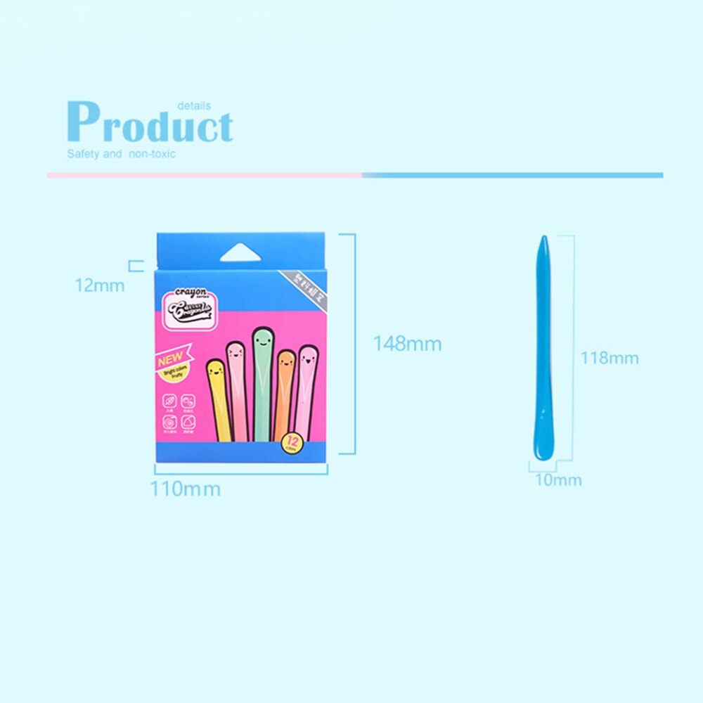 1 Set Kids Crayons Durable Portable Cartoon Triangle Kids Crayons for Children