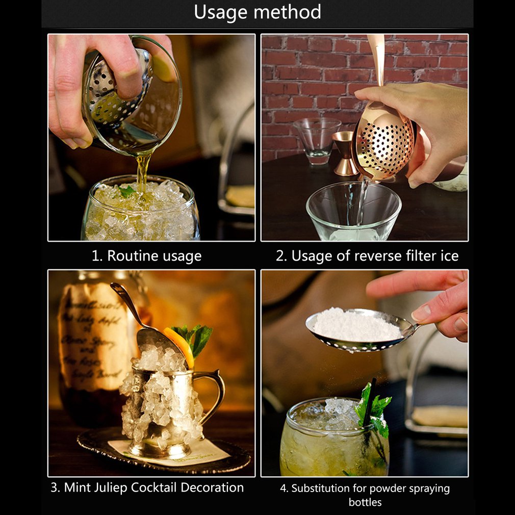 Cocktail Strainer 304 Stainless Steel Julep Strainer Bartender Cocktail Shaker Wine Ice Strainer Bar Percolator Mixed Barware