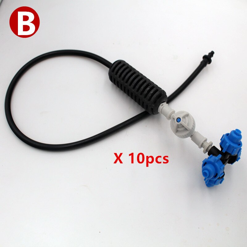 10 unids/pack nebulizador Cruz de nebulización de colgando ensamblaje de aspersor colgante para enfriamiento para jardín de riego BY001: B   10pcs
