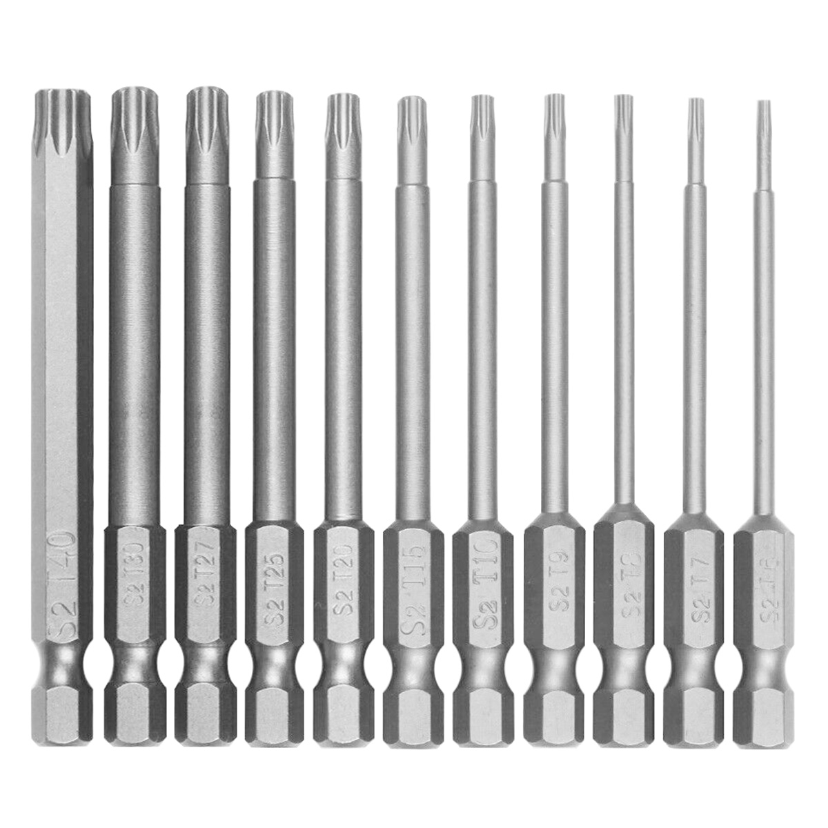 11-delige Torx-schroevendraaierbitset 1/4 inch professionele magnetische ster S2 staal zeskantschacht stoere Torx ster zeskant beveiligingsset: Default Title
