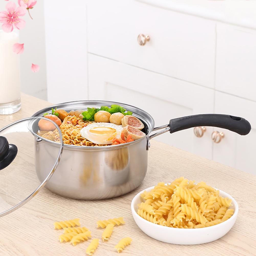 Rvs Melk Noodle Steelpan Pan Pot Met Glazen Deksel Onstick Koekenpan Non-stick Keuken Koken Tool Accessoires