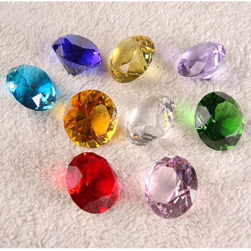 40mm 1pcs kleur Crystal Clear Diamond Cut Glazen Sieraden Kristal Presse-papier Bruiloft Decoratie Thuis Glas Diamant kind