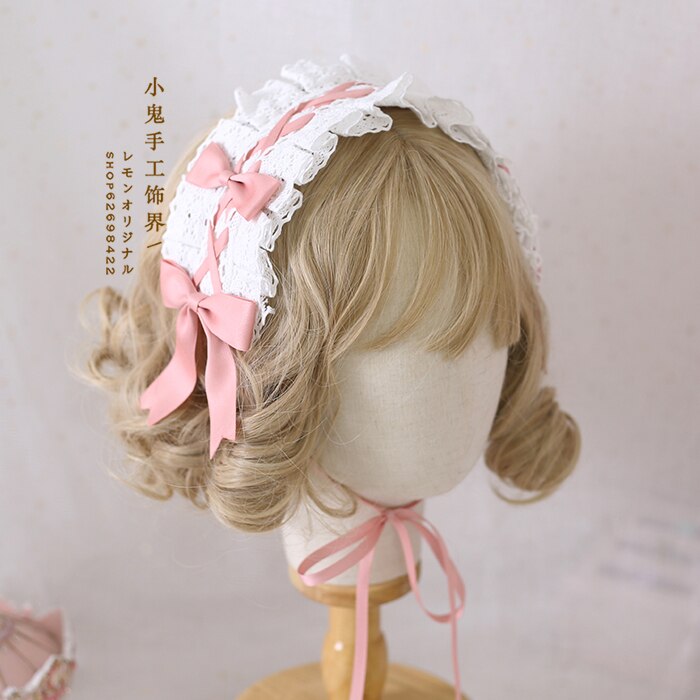 Mignon bébé dentelle nœud papillon Lolita bandeau cheveux multicolore pince à cheveux japonais doux soeur KC bandeau cheveux accessoires Cosplay: 06