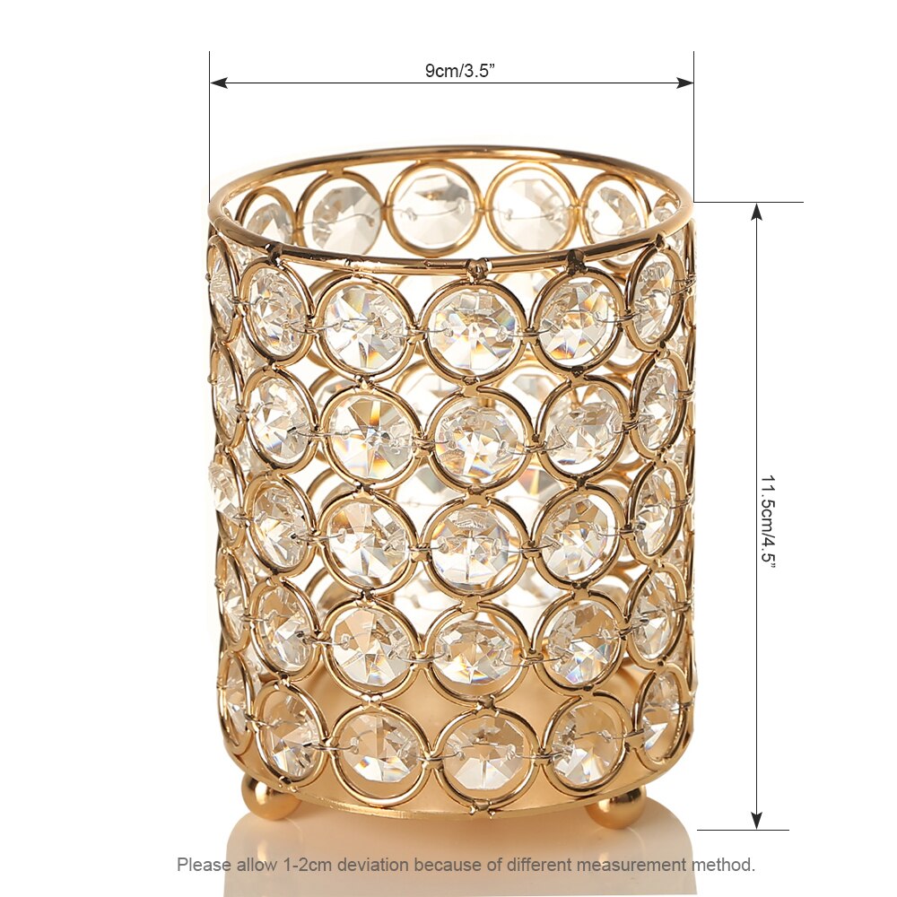 VINGIANT Crystal Cylinder Flower Vases Candle Holders for Home Wedding Table Centerpieces Halloween Decoration Handmade: Gold 5 Floor