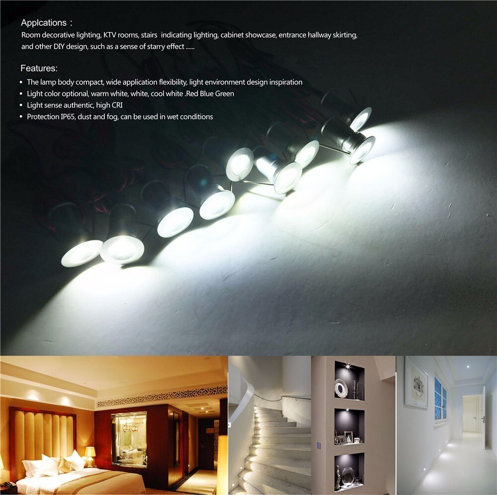 Indoor Mini Led Spotlight 9Pcs 1W Met Driver Dimbare 85-277V Verzonken Plafondlamp Keuken Trap showcase Kabinet Downlight