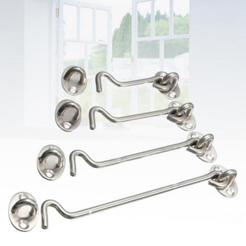 4 Maten Rvs Crescent Window Lock Met Veiligheid Schakelaar Cabine Haak Deur Eye Klink Stille Vangst Houder Met Schroeven #1025