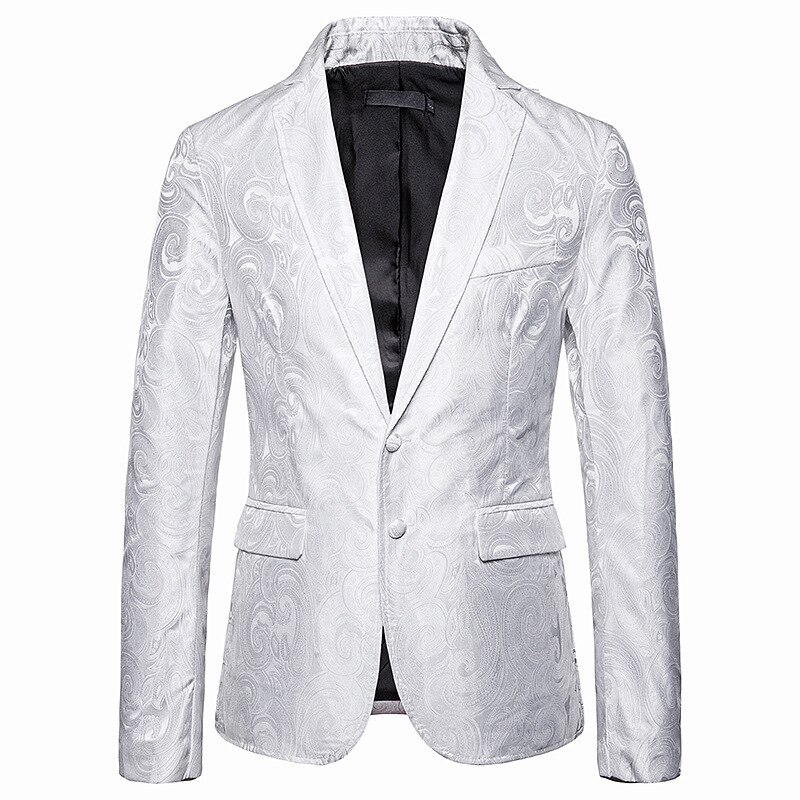 Veste de Costume à motif Paisley pour homme, blazer décontracté, coupe cintrée, Costume de fête, de scène, de chanteur, de bal hôte, niet Club, nouvelle: White / XXL