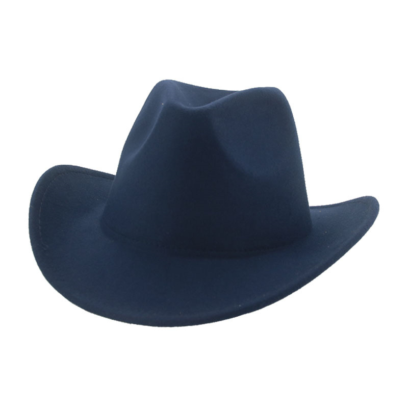 Fedoras-Sombrero de vaquero para hombre y mujer, sombrero de Cowboy, Panamá, Occidental, color Camel sólido, negro, fieltro, novedad, Invierno: navy
