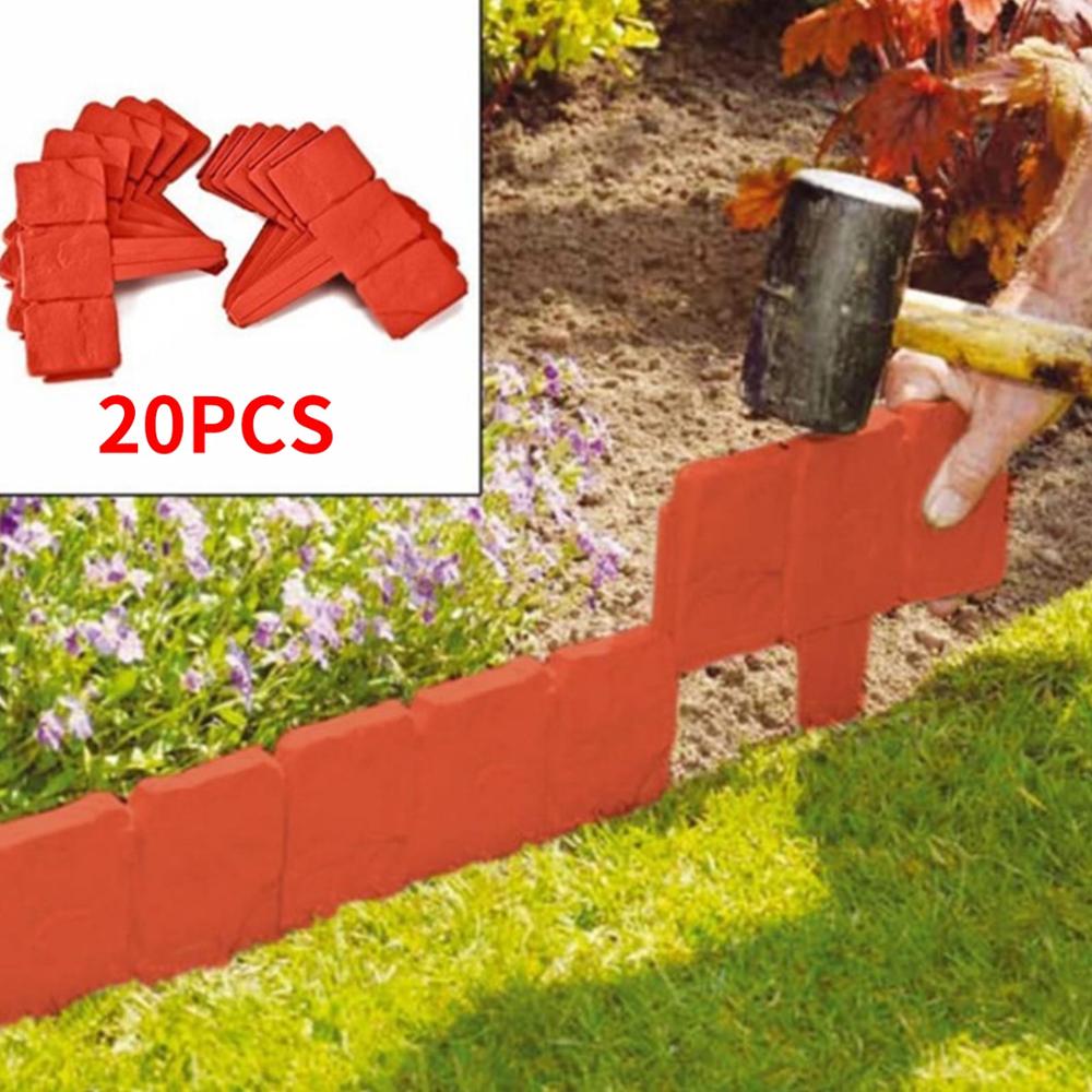 Set Van 20 Pcs Tuin Hek Cobbled Steen Effect Tuin Gazon Rand Plant Grens