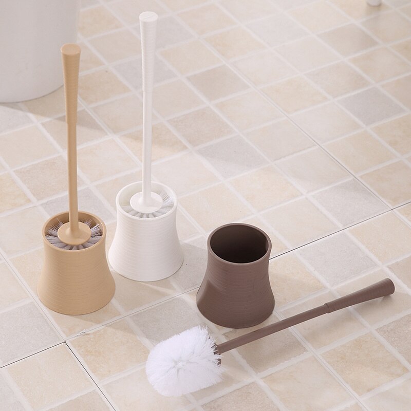 Plastic Toilet Brush Cover Round Head Toilet Cleaning Brush Anti Slip Handle Toilet Cleaning Brush Set