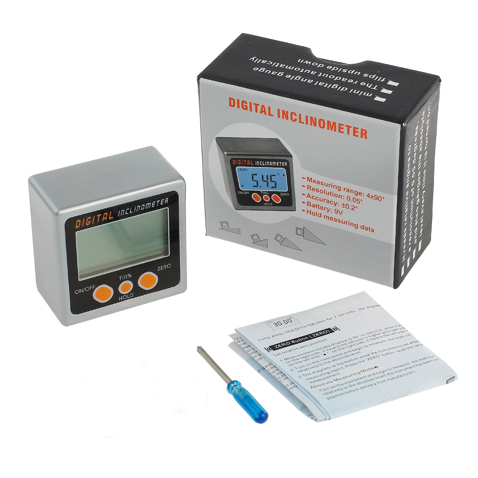 Neoteck Digital Angle Gauge Protractor Inclinometer Mini Bevel Box Magnets 0.05 Degree Resolution IP54 Inclinometer Bevel Box