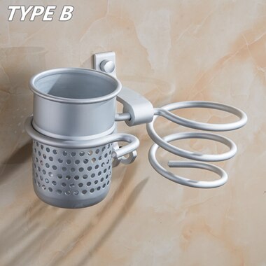 Badkamer föhn houder wandrek aluminium multifunctioneel toilet plank kam opbergruimte föhn rek mci: Mci --ac016