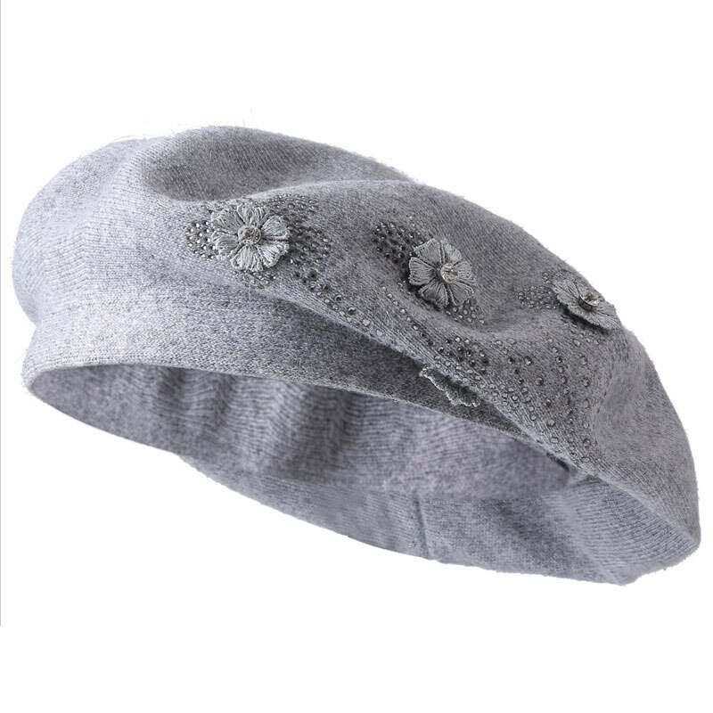 Vinter baskermössor för kvinnor ullstickade enfärgade basker kvinnliga mössor tjej höstvarma gorros märkes huvmössor: 15