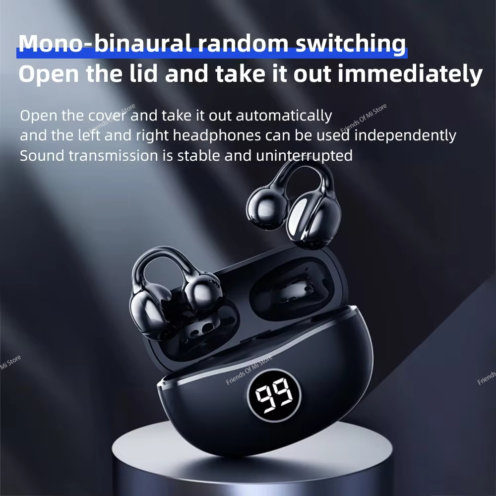 Cuffie wireless Xiaomi Auricolare Bluetooth con microfono Auricolari vivavoce con cancellazione del rumore Clip Ear Musica Sport Tappi per le orecchie da gioco