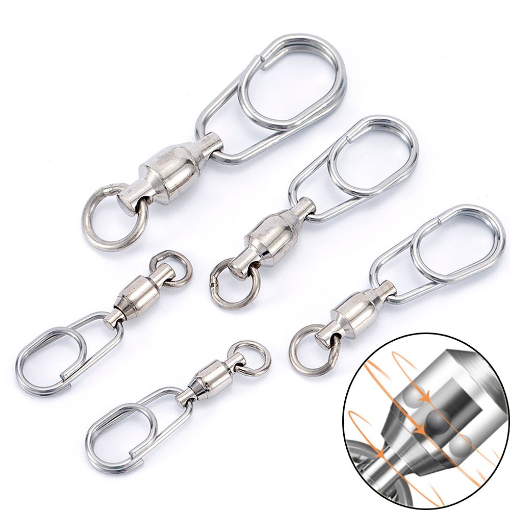5 Stuks Draaibare Ovale Split Ringen Roestvrij Staal Gehaakte Snap Rollende Draai Connector Jig Verbindingsring Vissen