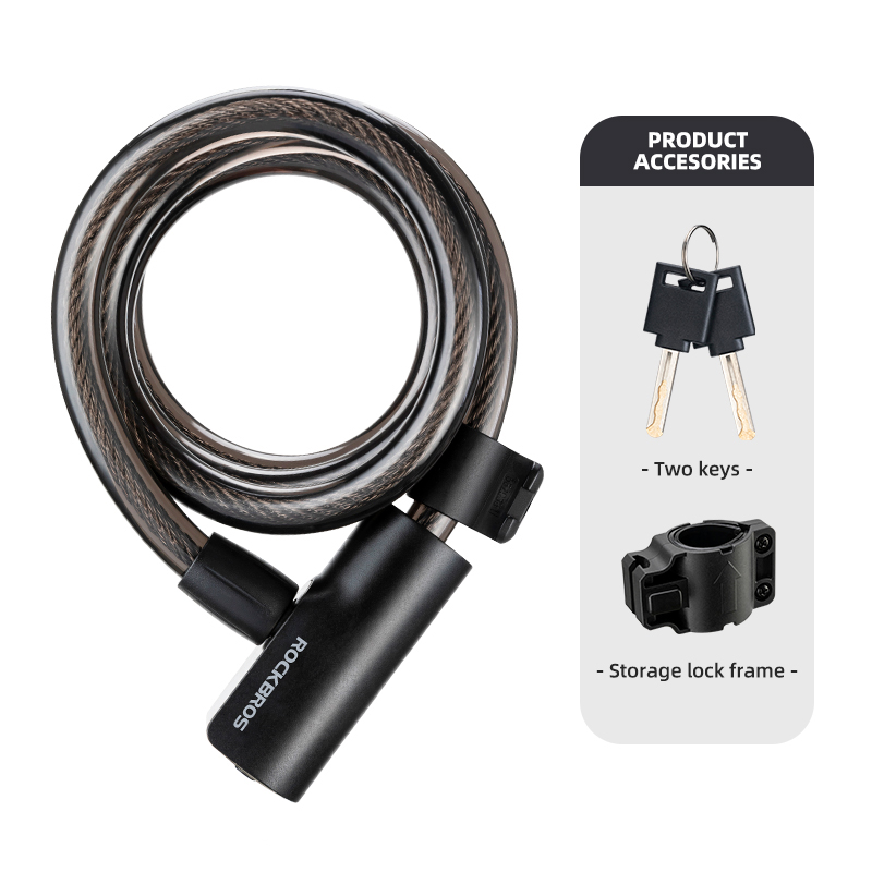 Candado de bicicleta ROCKBROS, candado de Cable antirrobo portátil para bicicleta con llaves, candado redondo de aleación de Zinc para motocicleta, Scooter, MTB y carretera: Blanco
