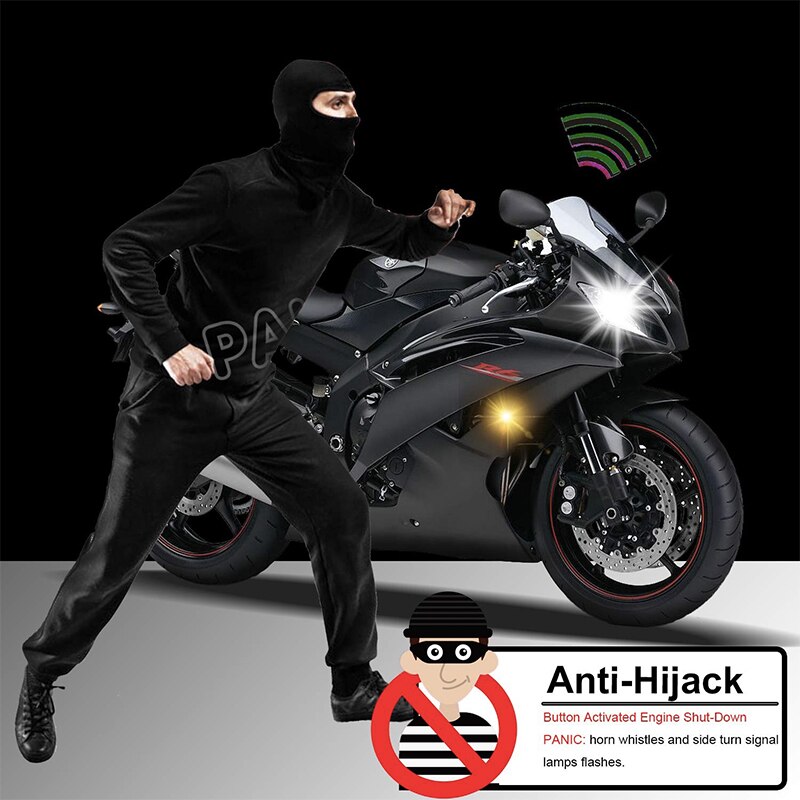 Motorcycle Alarm System Universal Scooter Anti-theft Security Alarm System Two-way With Engine Start Remote Control Key Fob