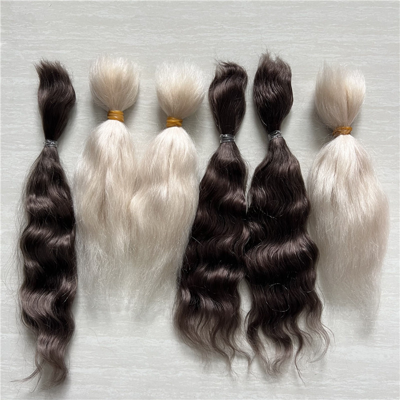 Mohair-Peluca de muñecas Reborn, pelo con té dorado claro, marrón, para bricolaje, fácil de lavar y de raíz