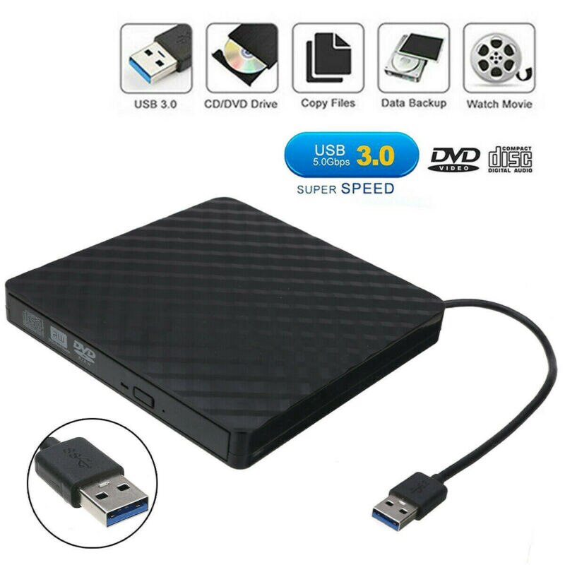 USB 3,0-Unidad óptica externa de alta velocidad, reproductor de CD/DVD, CD/DVD RW ROM, color negro