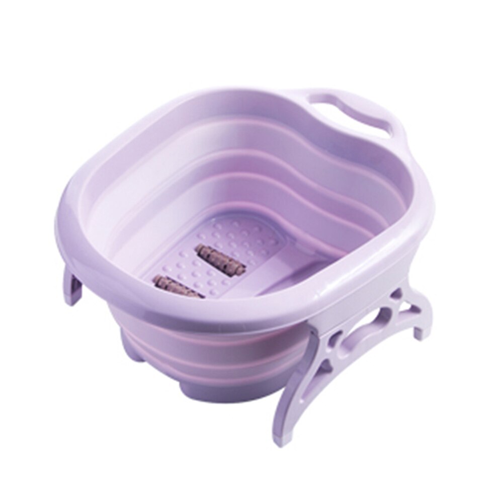 Foldable Foot Bath Plain Foaming Massage Bucket Portable Plastic Foot Tub Basin Heightening Footbath Fording Barrel: Purple