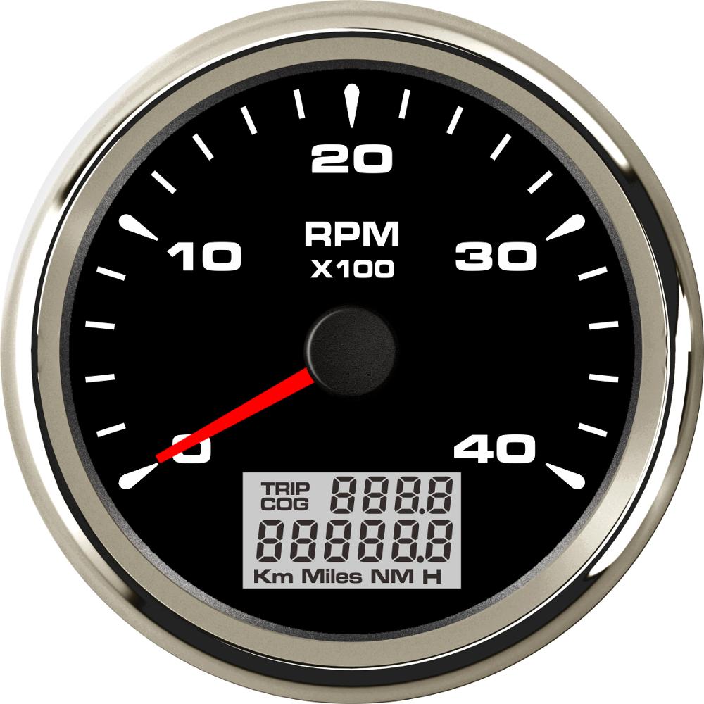 Universal 85mm rpm omdrejningstæller måler 0-3000 rpm /0-4000 rpm /0-6000 rpm /0-8000 rpm marine lcd omdrejningsmålere med trip timetællere: Bs 4000 omdr./min