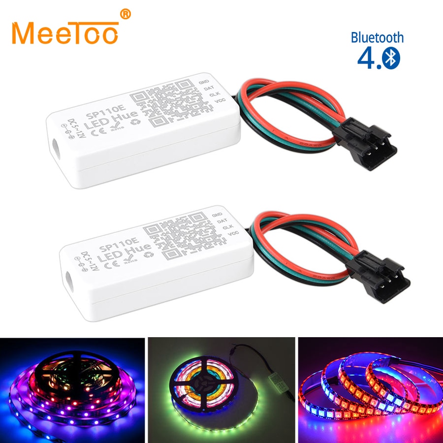 SP110E Hue RGB Bluetooth Controller for WS2812B WS2811 Led Strip SK6812 RGB/RGBW APA102 Pixels Tape Light APP Control DC5V-12V