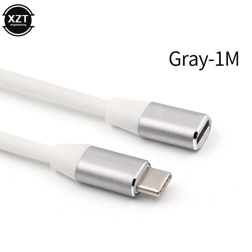 Usb c förlängningskabel usb 3.1 typ c förlängningssladd för smart telefon macbook nintendo switch man till kvinna laddning datakabel: Grå